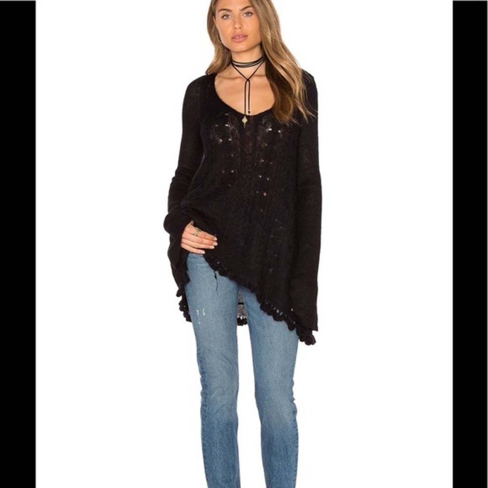 NWT Free People Waterfall Black Sweater - Picture 6 of 8